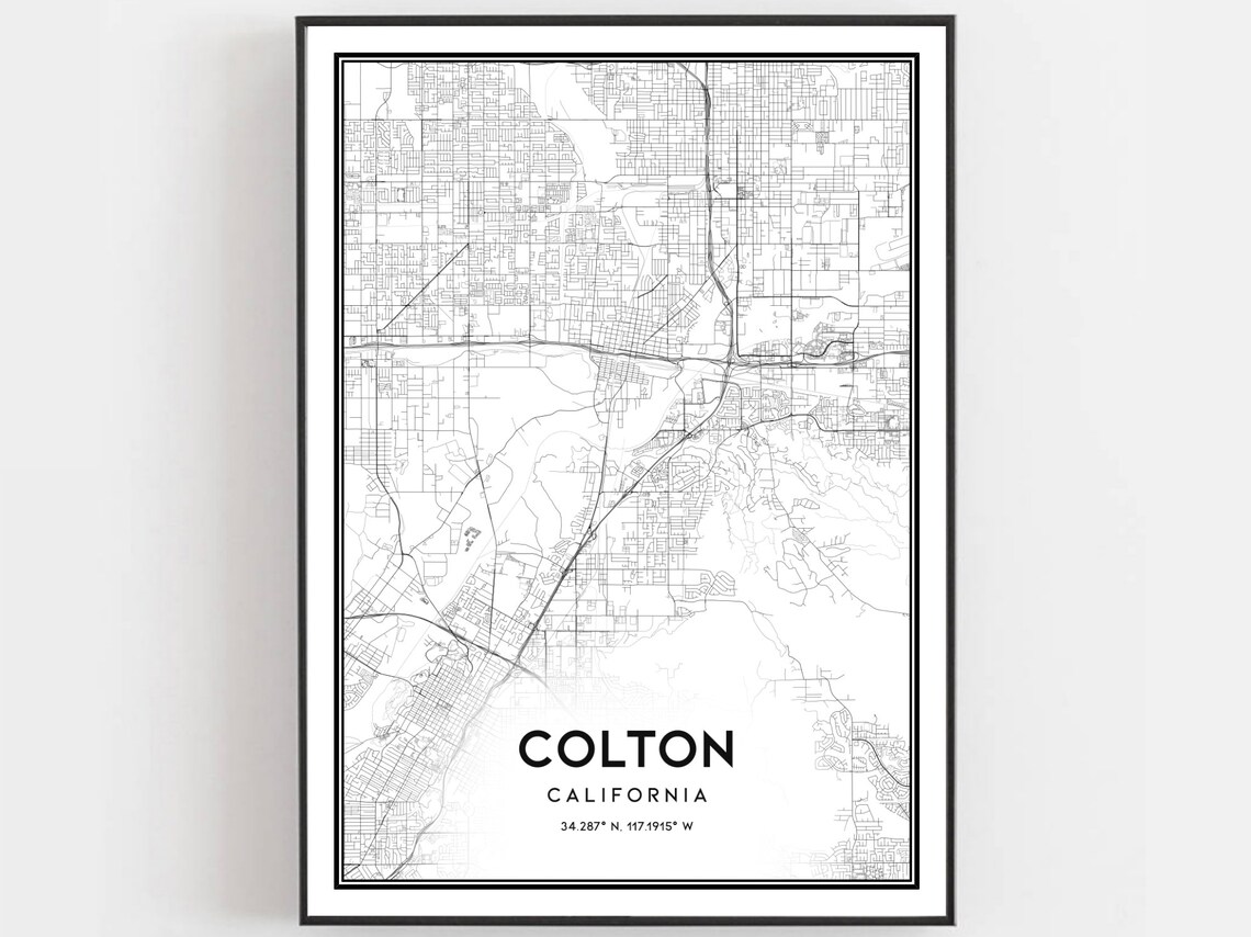 Colton Map Poster Print, City Street Decor