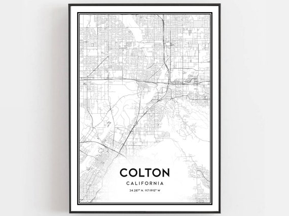 Colton Map Poster Print, City Street Decor
