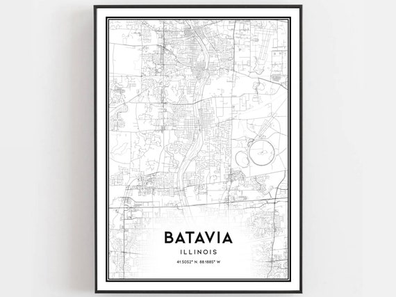 Batavia Map Poster, Illinois Street Decor