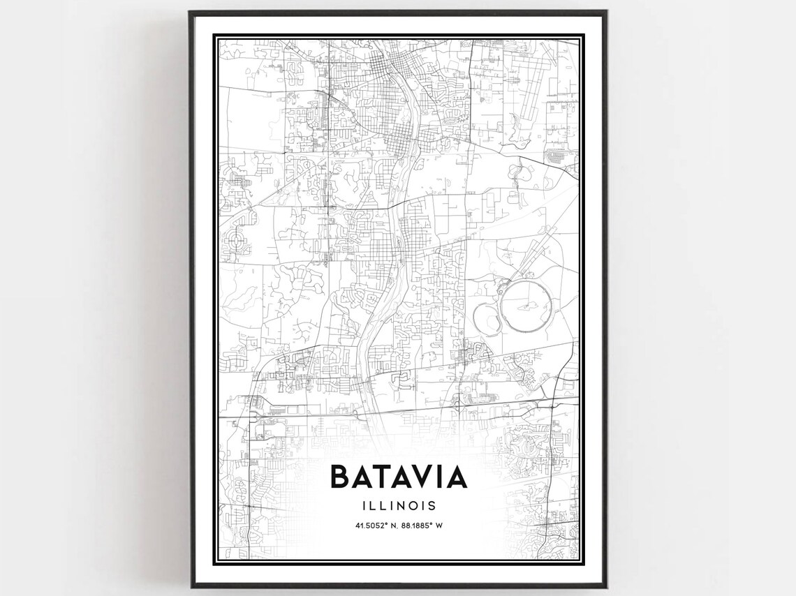 Batavia Map Poster, Illinois Street Decor