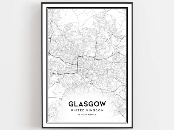 Glasgow Map Poster Print, City Street Decor