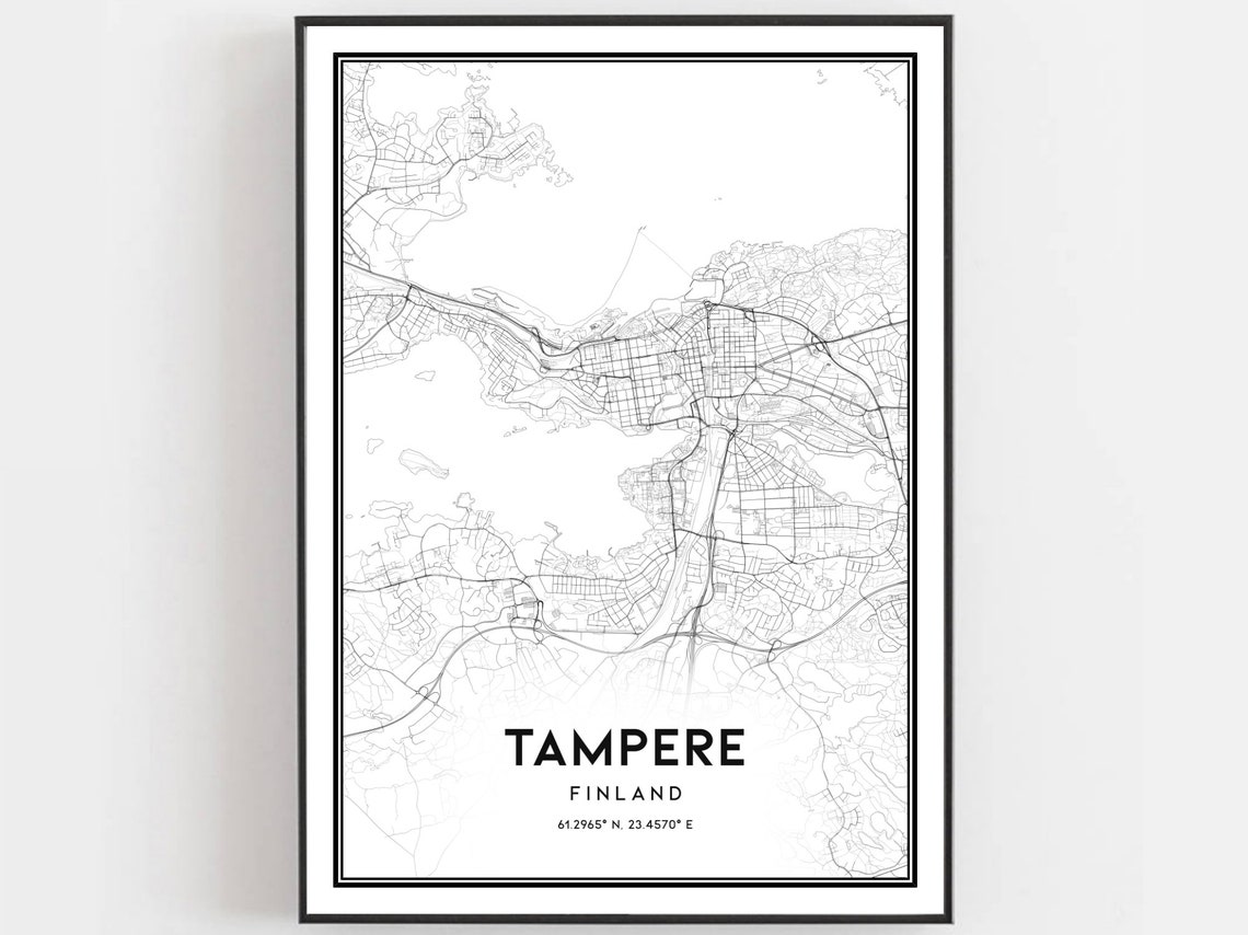 Tampere Map Print, Finland City Street Art