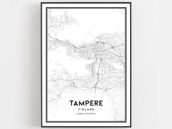 Tampere Map Print, Finland City Street Art