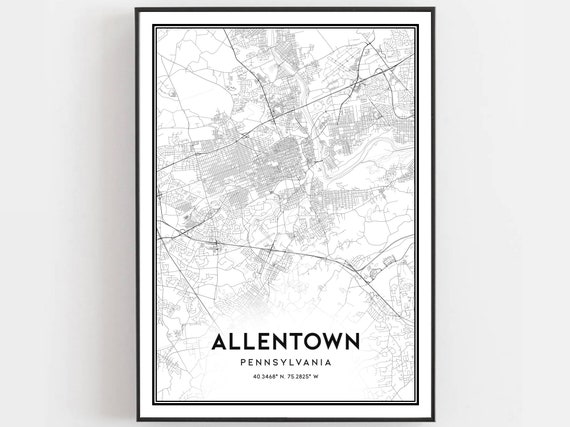 Allentown Map Poster Print, Pennsylvania Street Decor