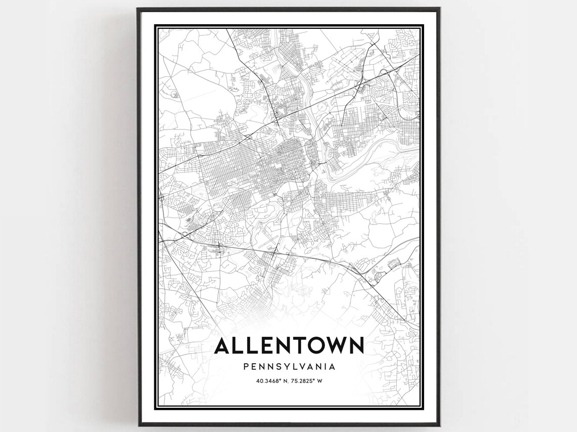 Allentown Map Poster Print, Pennsylvania Street Decor