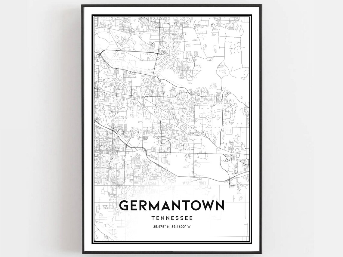 Germantown Map Poster Print, Tennessee Street Decor