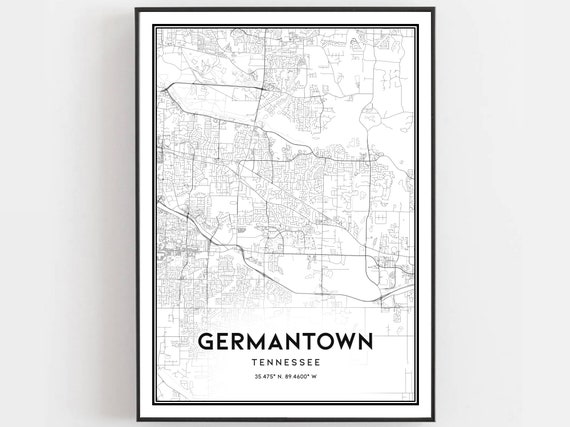 Germantown Map Poster Print, Tennessee Street Decor