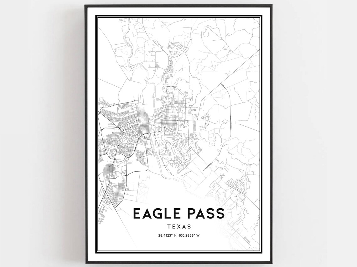 Eagle Pass Map Poster, Texas Street Decor