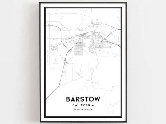 Barstow Map Poster Print, City Street Decor