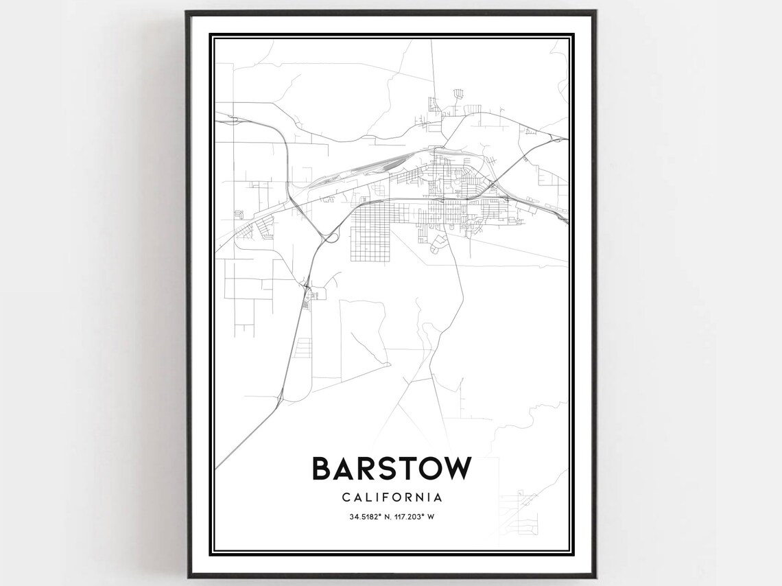 Barstow Map Poster Print, City Street Decor
