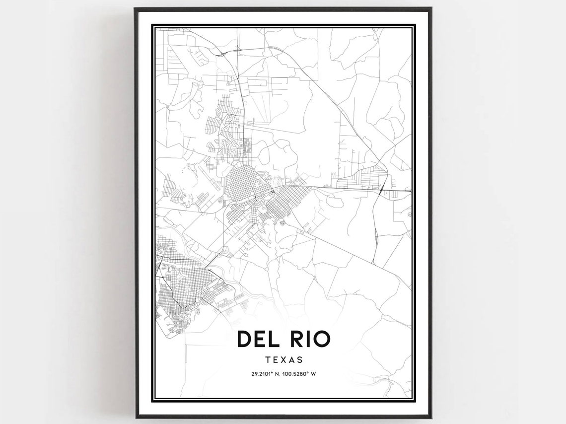 Del Rio Map Print, Texas Street Decor