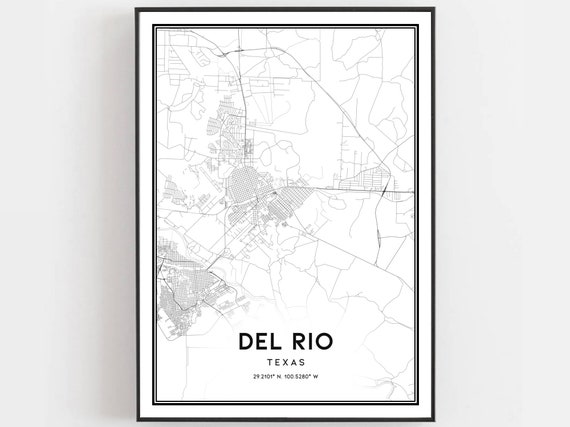 Del Rio Map Print, Texas Street Decor