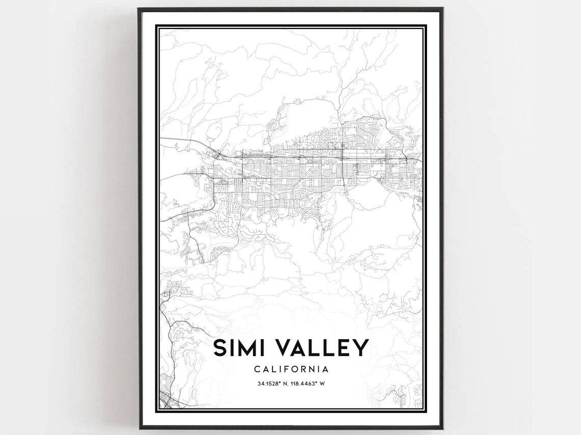 Simi Valley California City Street Map Minimalist Wall Poster