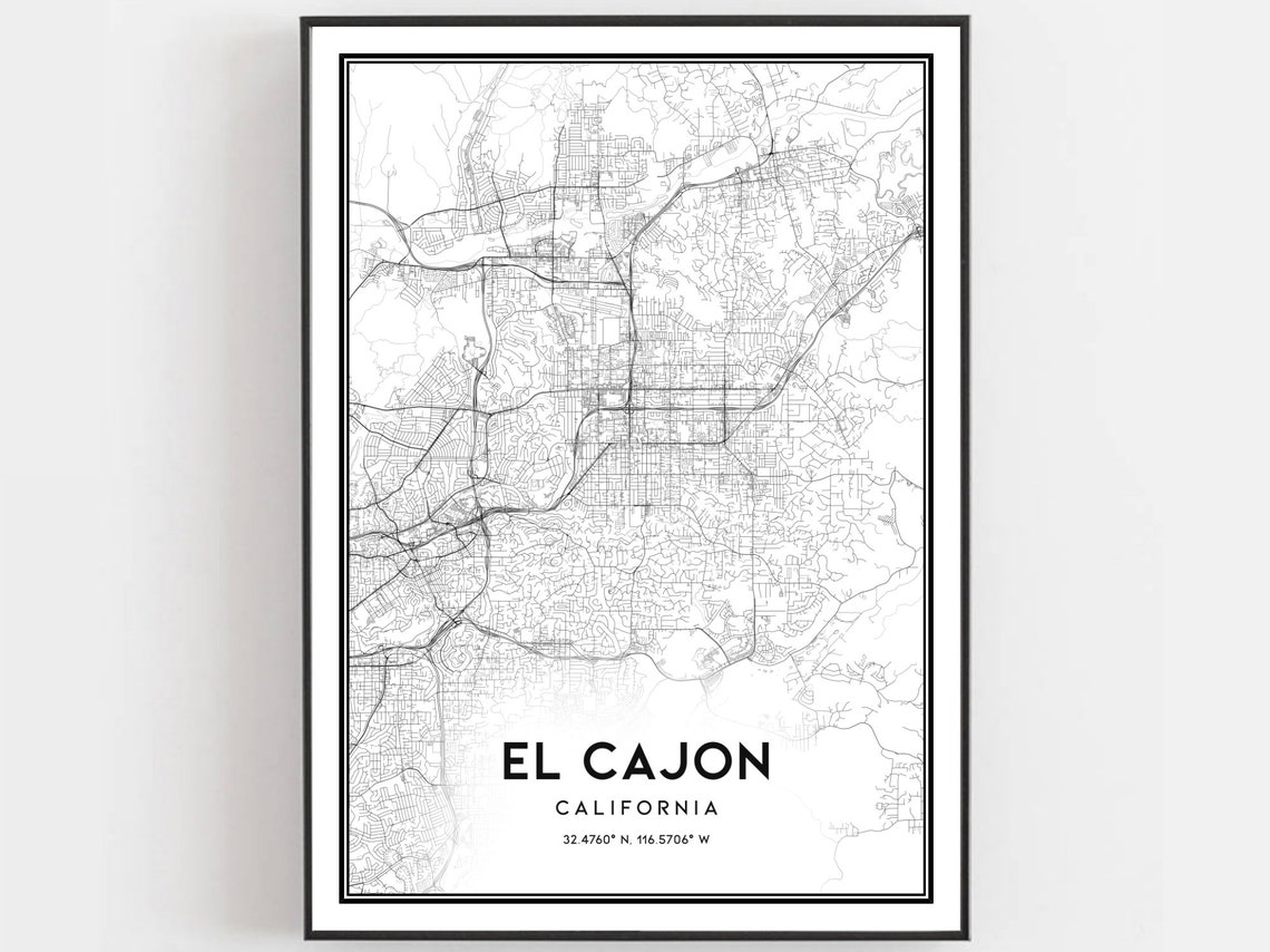 El Cajon Map Print Poster Wall Art Ca City Street Decor Road Gift B856