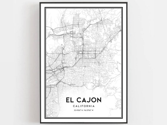 El Cajon Map Print Poster Wall Art Ca City Street Decor Road Gift B856