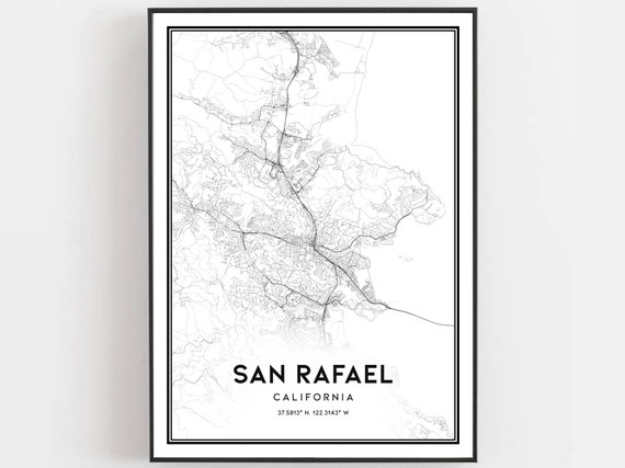San Rafael Map Poster Print, City Street Decor