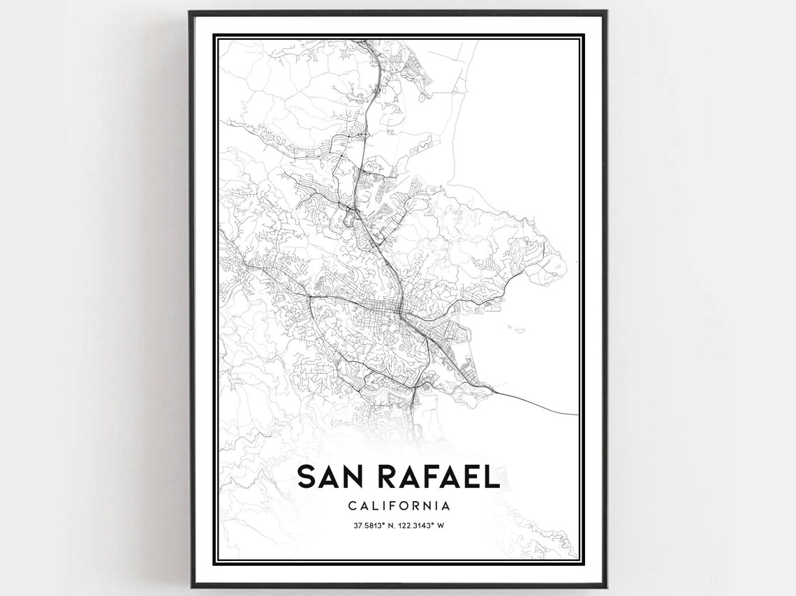 San Rafael Map Poster Print, City Street Decor