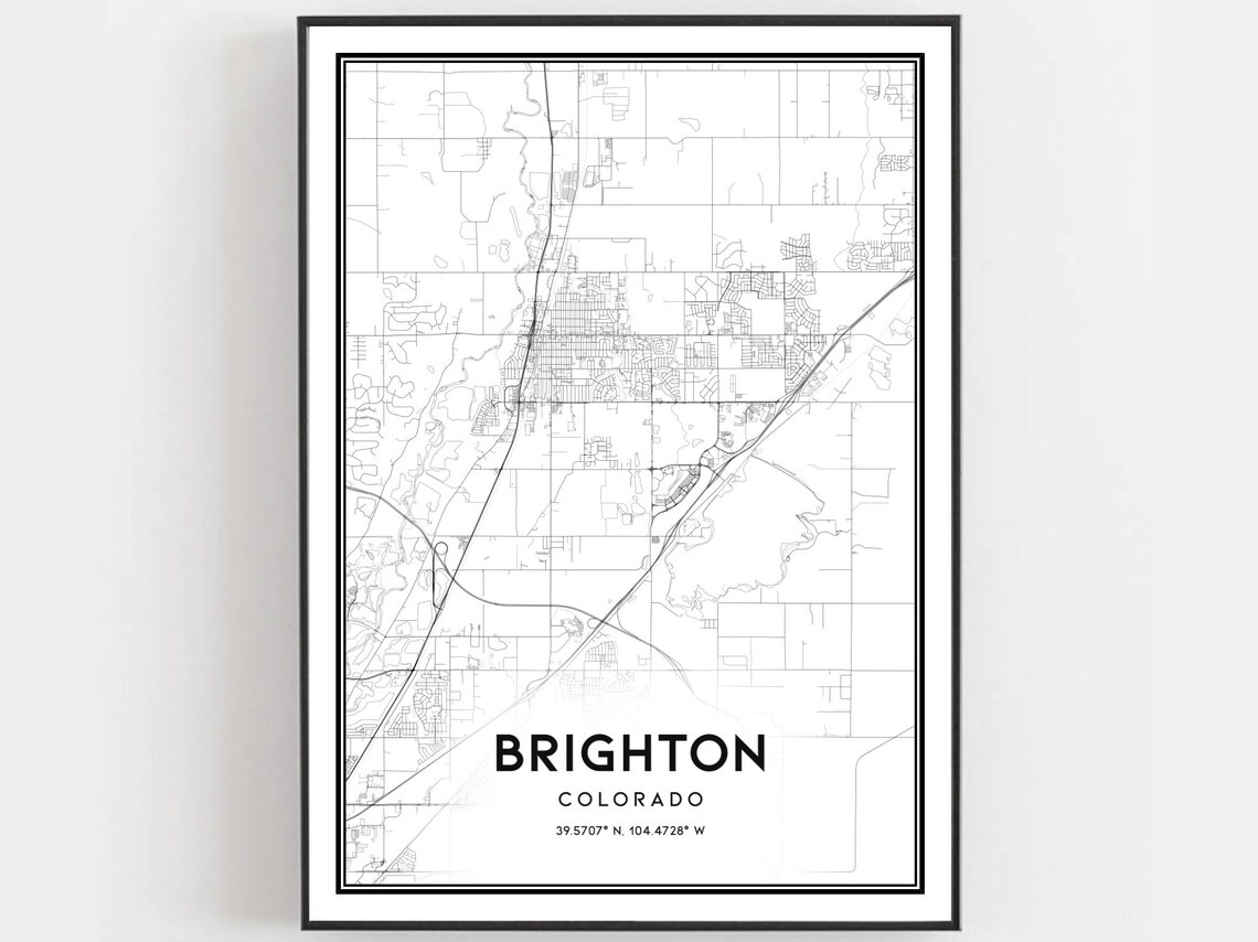 Brighton Colorado Minimalist City Street Map Monochrome Art Print