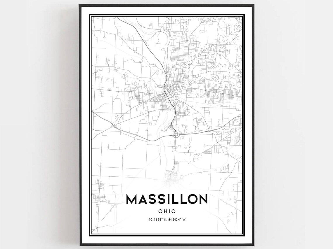 Massillon Map Print Poster, Ohio Street Decor