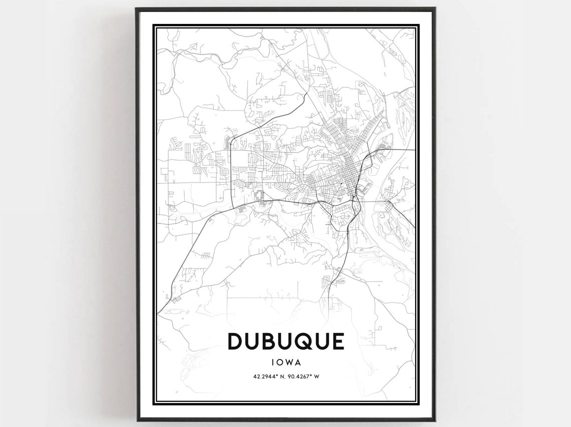 Dubuque Map Poster, Iowa Street Decor