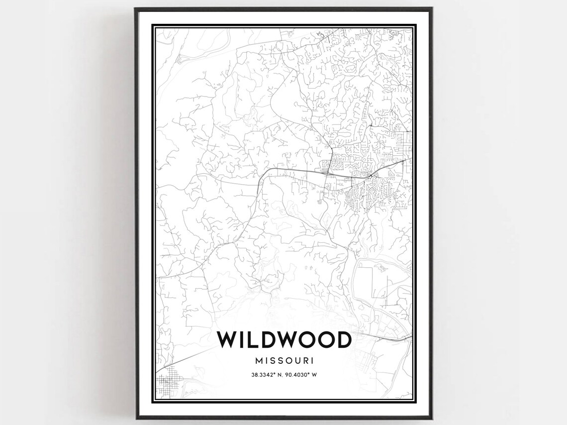 Wildwood Map Poster, Missouri Street Decor