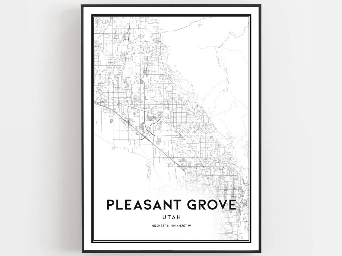 Pleasant Grove Map, Utah Street Decor Art Print