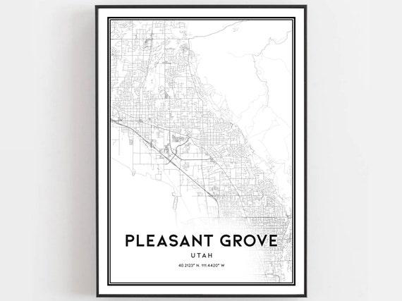 Pleasant Grove Map, Utah Street Decor Art Print