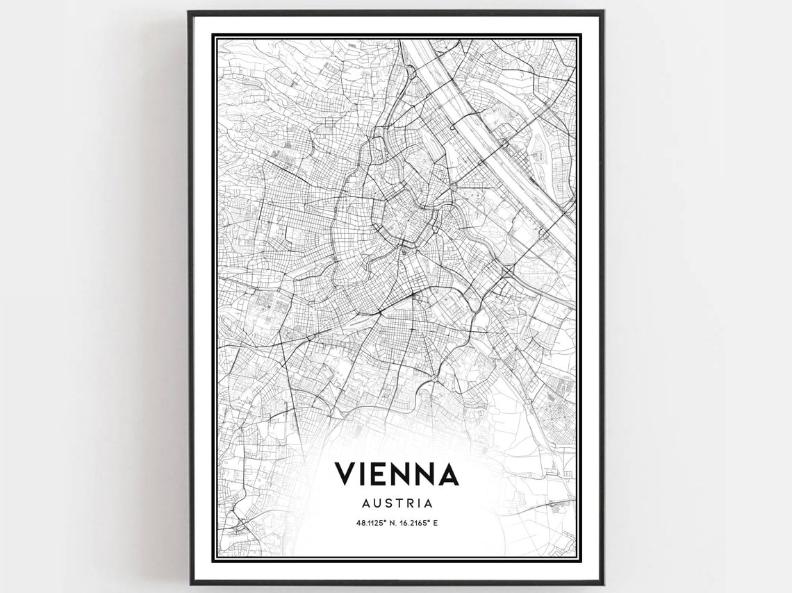 Vienna Map Art Print, City Street Decor