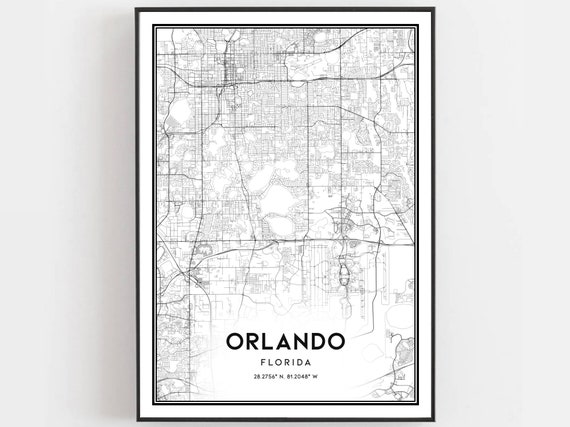 Orlando Map Poster Print, Florida Street Decor