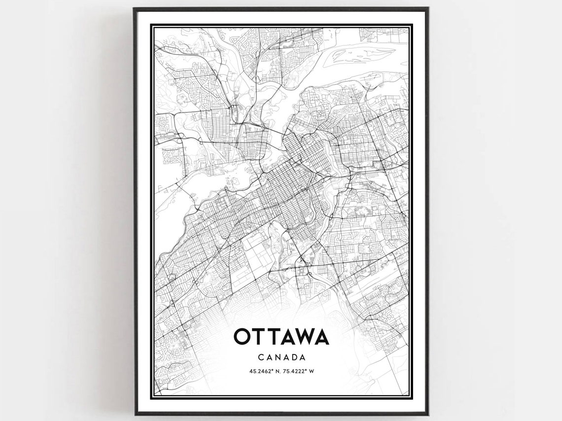 Ottawa Canada Minimalist City Map Street Art Wall Print Decor