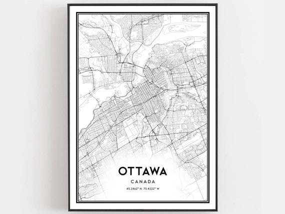 Ottawa Map Print Poster Wall Art City Street Decor Road Gift B237