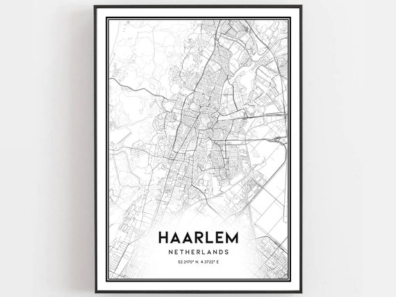 Haarlem Map Print Poster Wall Art City Street Decor Road Gift B471