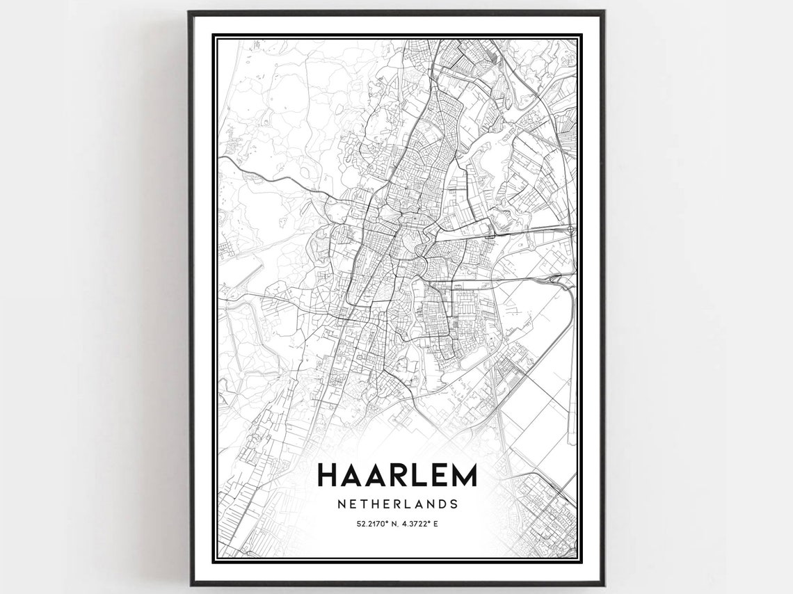 Haarlem Netherlands Vintage Map Minimalist City Street Plan Wall Art