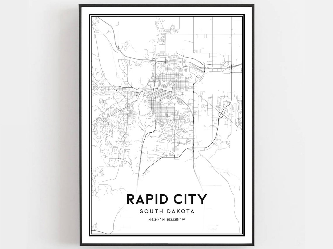 Rapid City South Dakota Minimalist Street Map Coordinates Poster