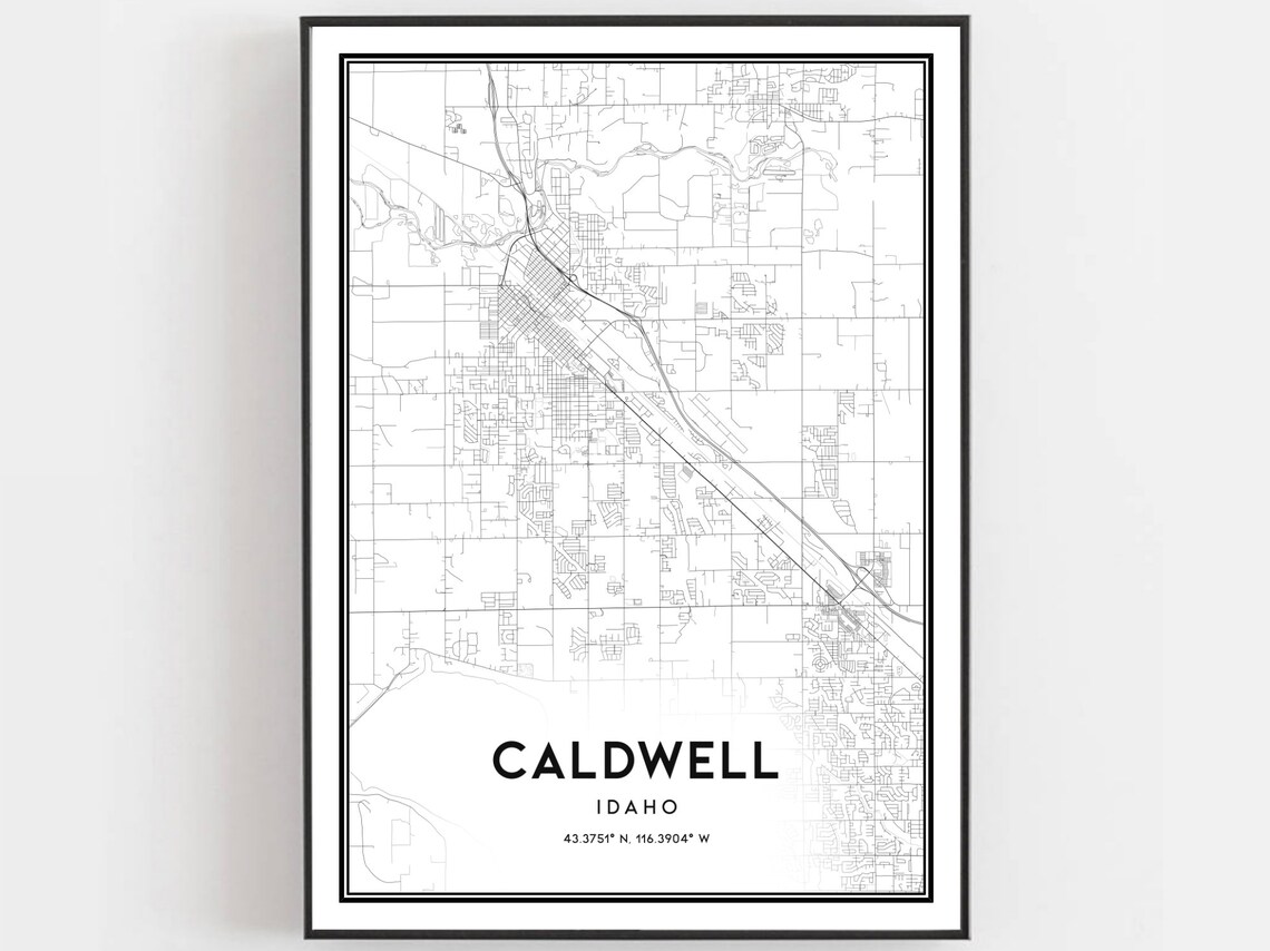 Caldwell Idaho Minimalist City Street Map Modern Line Art Poster
