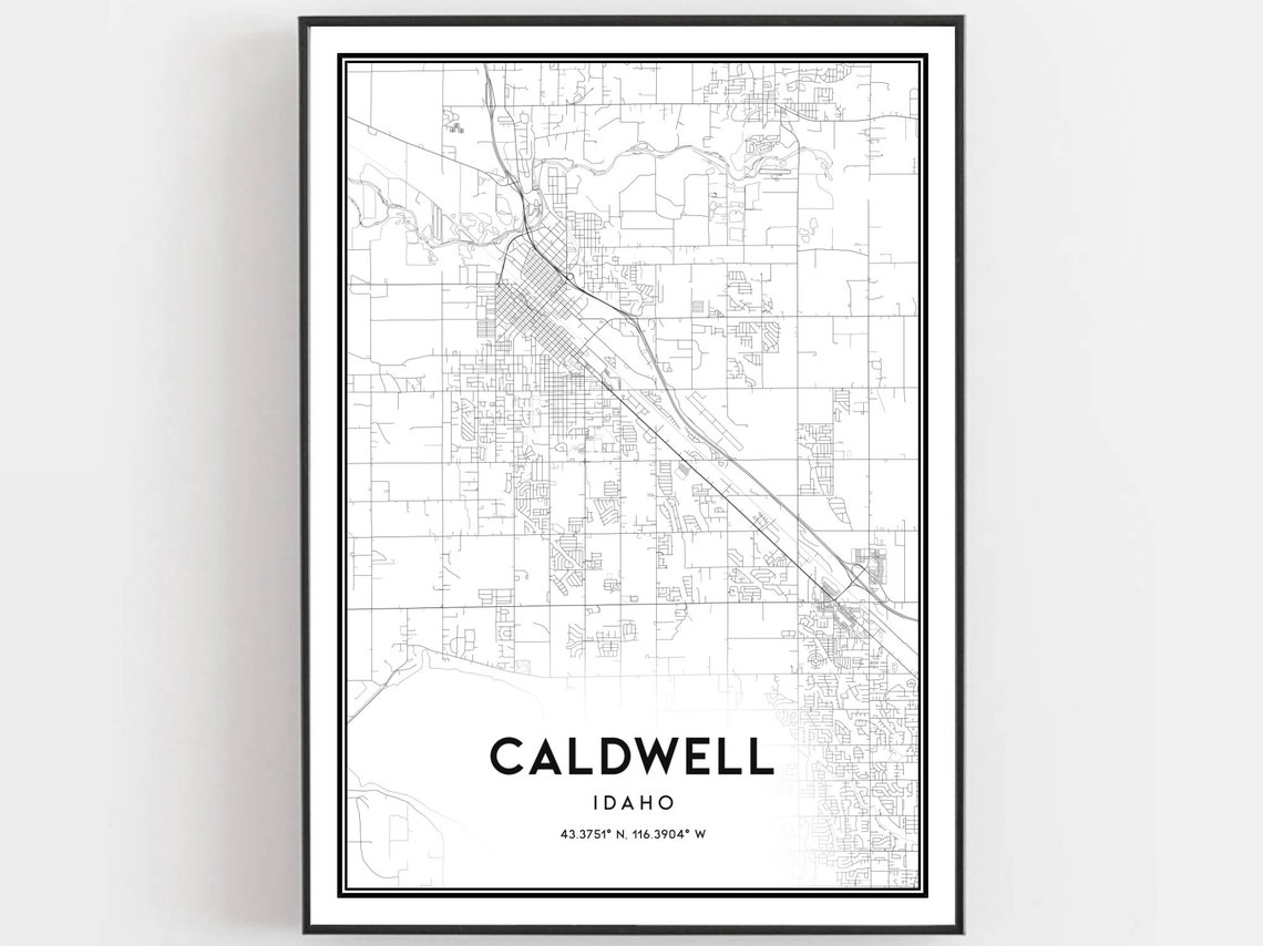 Caldwell Map Print Poster Wall Art Id City Idaho Street Decor Road Gift B1343