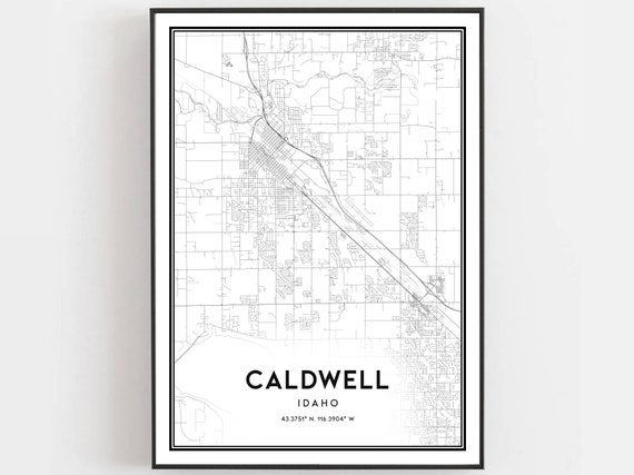Caldwell Map Print Poster Wall Art Id City Idaho Street Decor Road Gift B1343