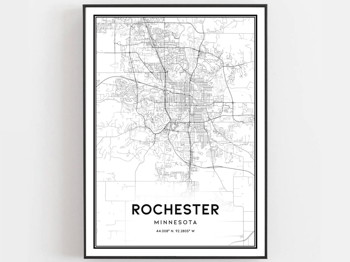 Rochester Minnesota Minimalist Street Map Line Art City Poster