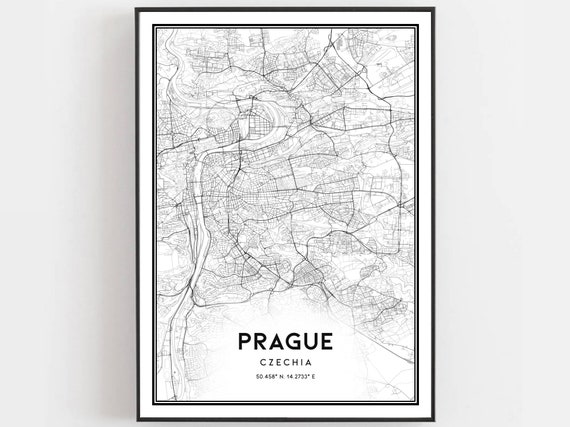 Prague Map Print, City Street Decor Poster