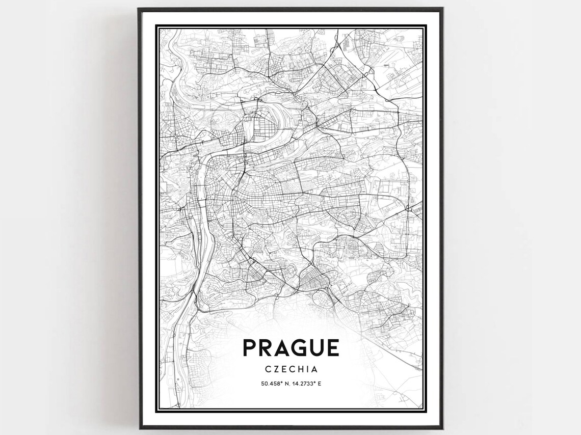 Prague Map Print, City Street Decor Poster
