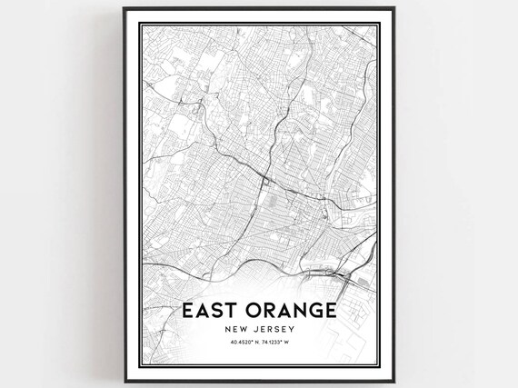 East Orange New Jersey City Street Map Minimalist Wall Print