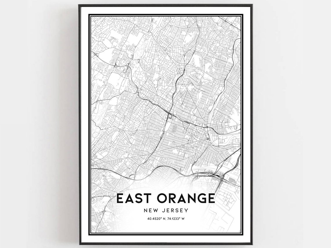 East Orange New Jersey City Street Map Minimalist Wall Print