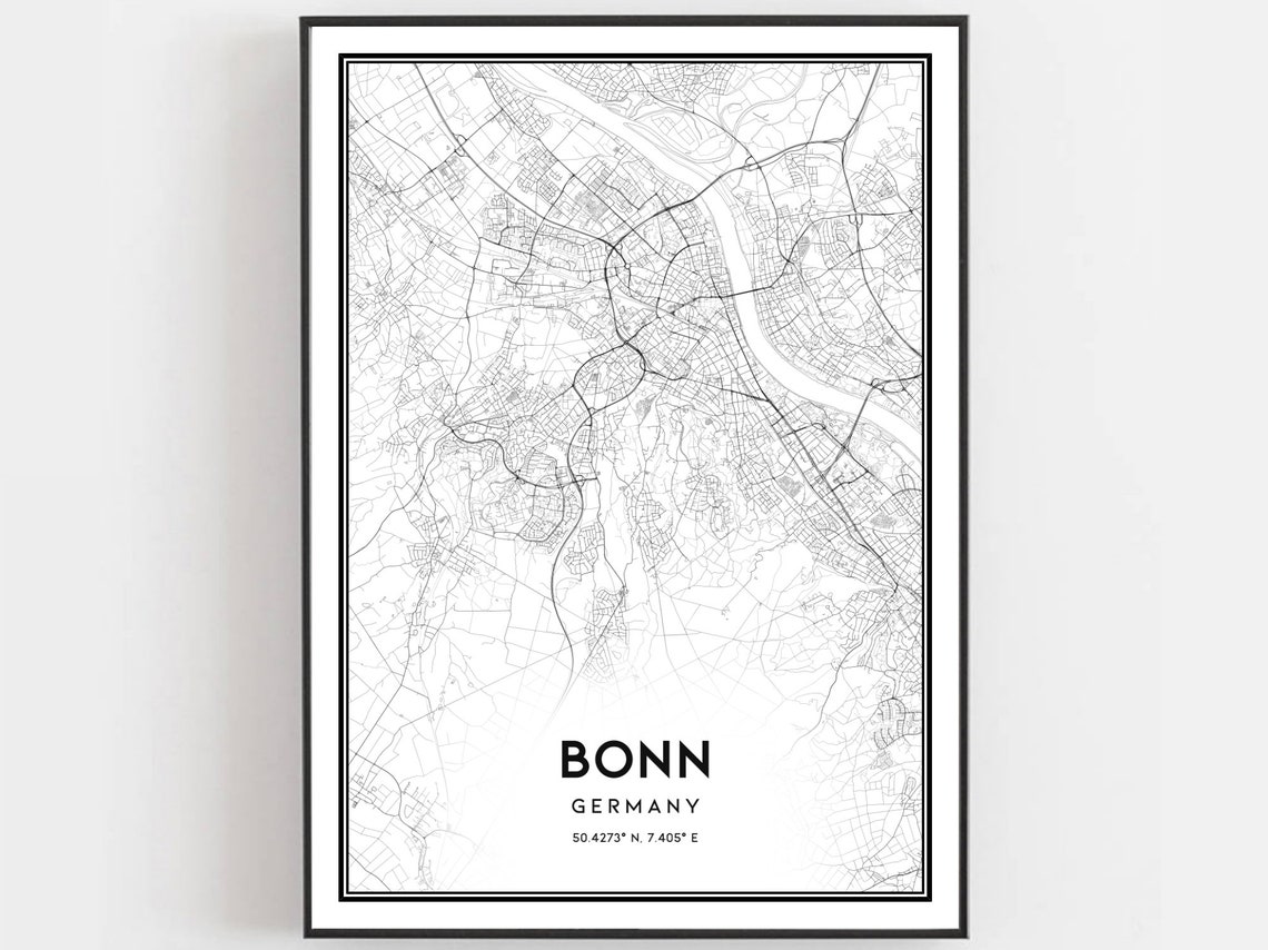 Bonn Germany City Street Map Line Art Modern Home Decor Poster