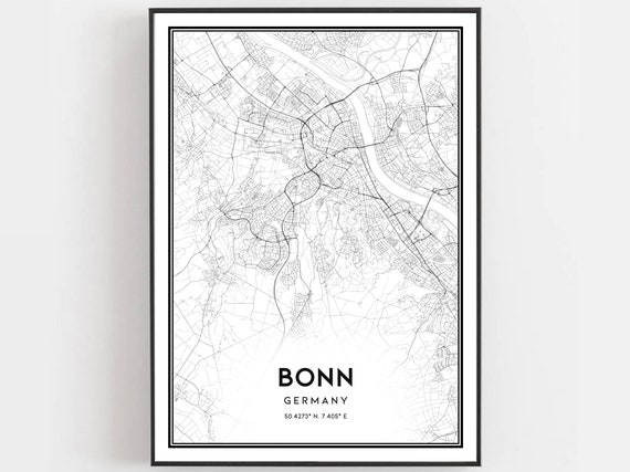 Bonn Map Print Poster Wall Art City Street Decor Road Gift B340