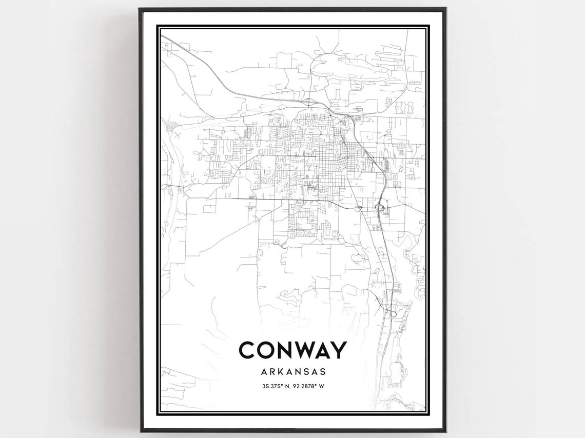 Conway Arkansas Minimalist Street Map Poster Modern Decor Art
