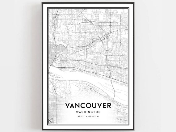 Vancouver Map Poster Print, Washington Street Decor