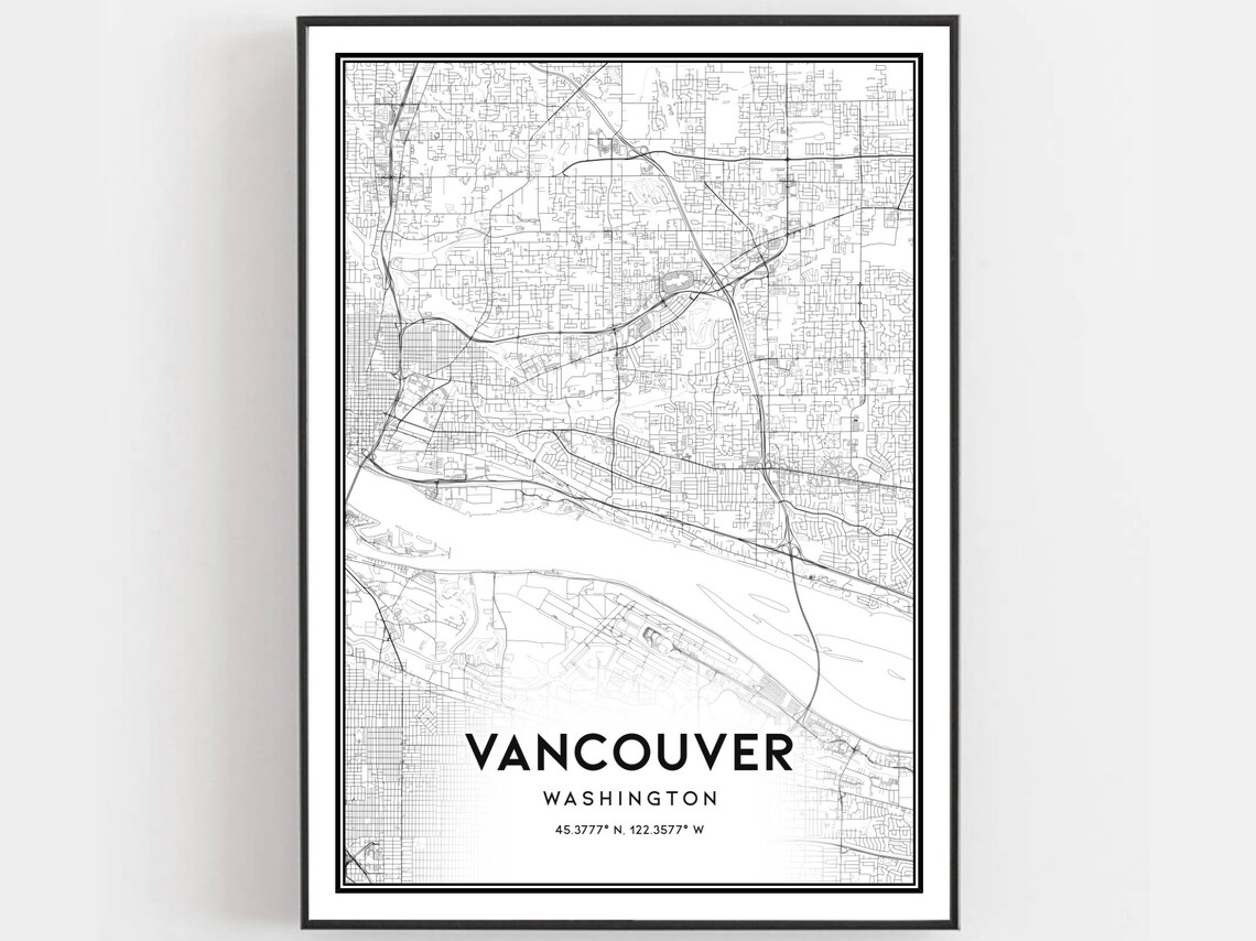 Vancouver Map Poster Print, Washington Street Decor