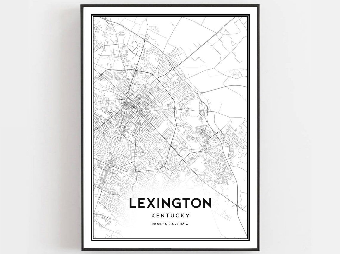 Lexington Kentucky Minimalist City Street Map Monochrome Art Print
