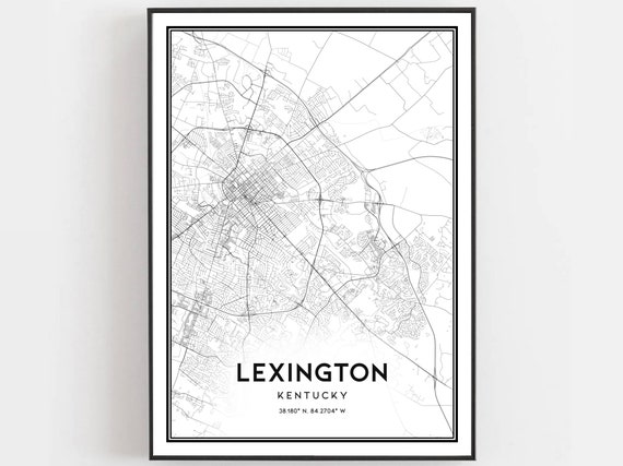 Lexington Map Print Poster Wall Art Ky City Kentucky Street Decor Road Gift B499