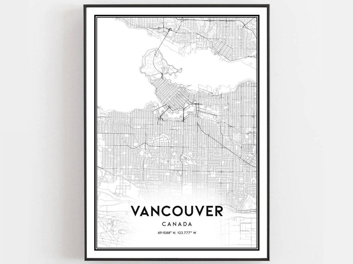 Vancouver Map Poster, City Street Decor Gift